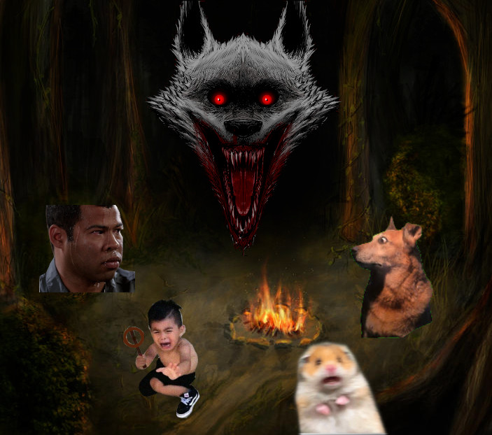 Depiction of the demon-wolf attack at camp